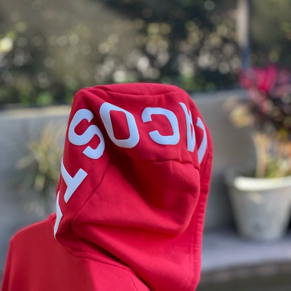 Lacoste Mens Red Cotton Blend Full-Zip Hoodie (Large) - Picture 8 of 9